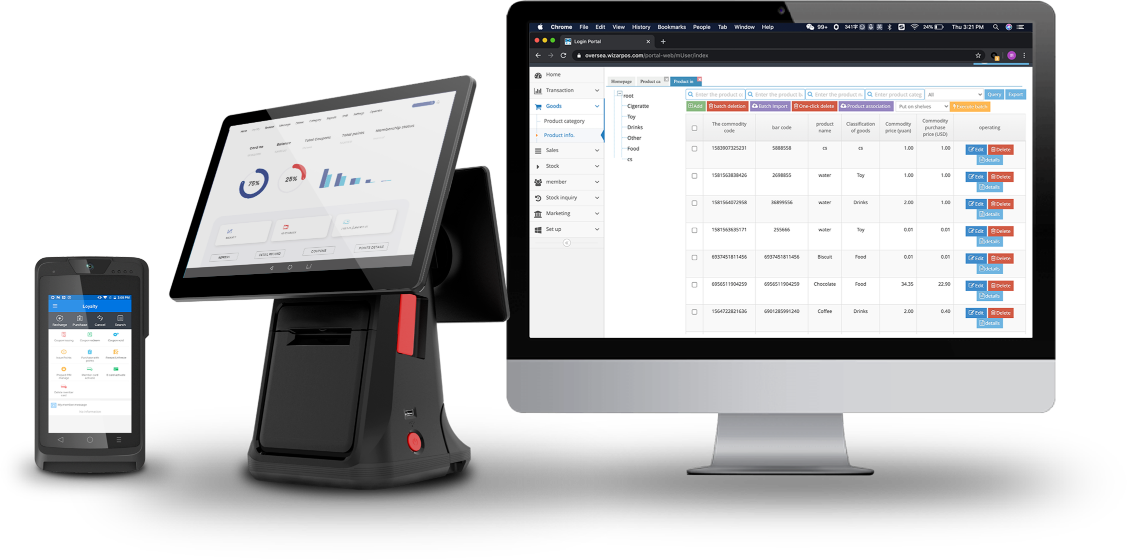 WizarPOS solutions, smart retail, smart catering, POS solution, POS terminals